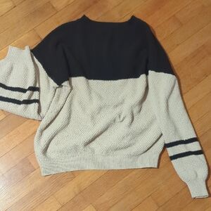 Colorblock Sweater - Black and Cream